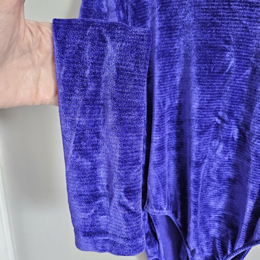 ESCADA by Margaretha Ley Vintage Women's Purple Velvet Mock Neck Bodysuit Small - Picture 5 of 12